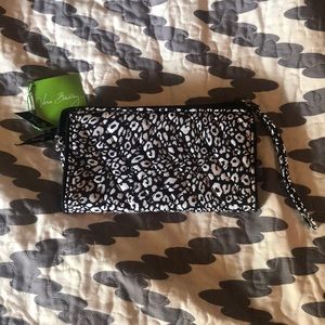 Vera Bradley black leopard wristlet